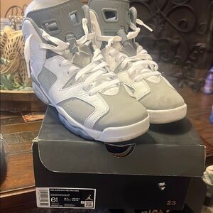 Jordan Gray and White Sneakers with Perforated Panels